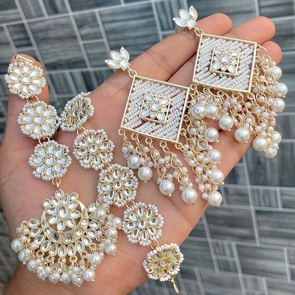 Sai Fashion Dangler Earrings With Maangtikka Sheeshphool