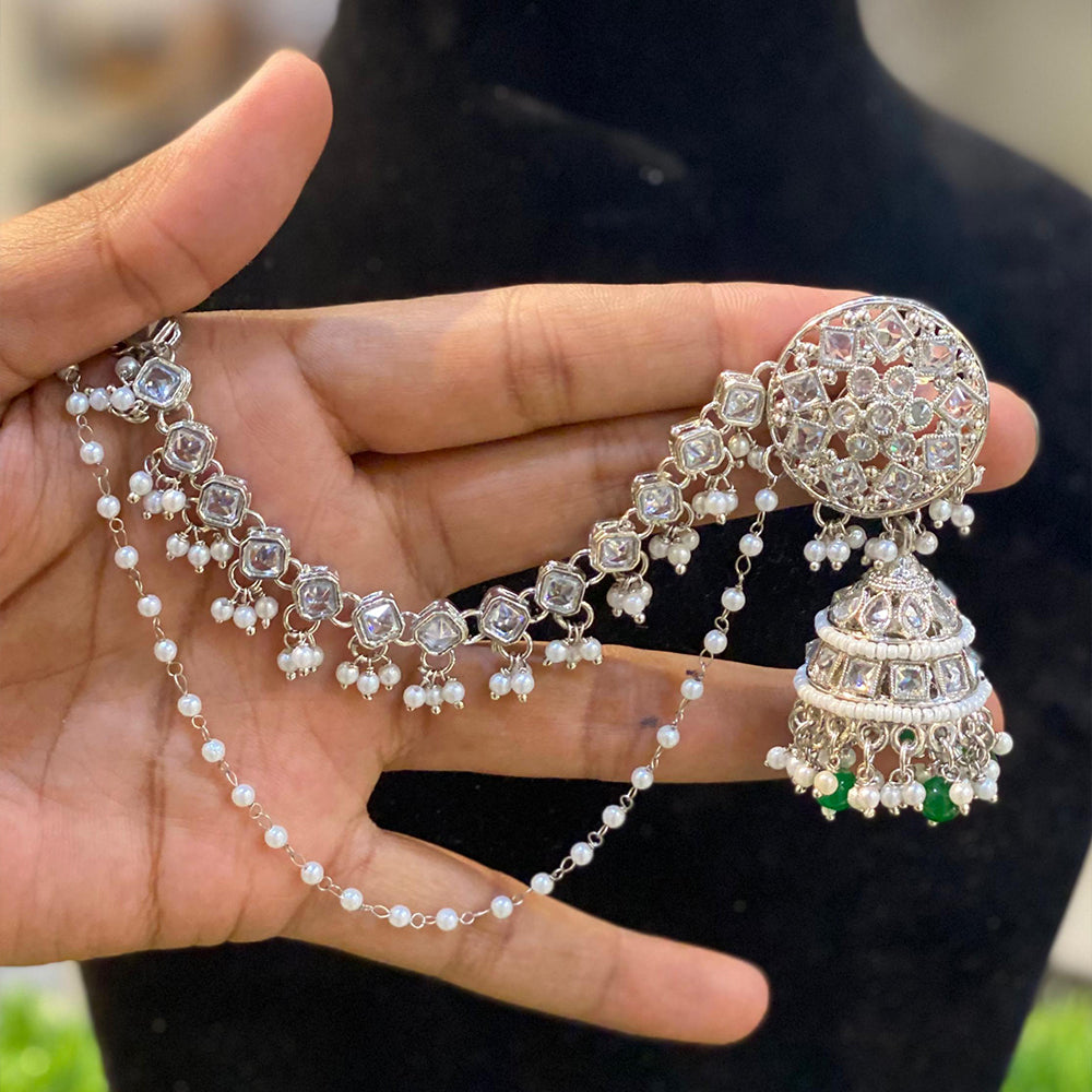 Bahubali Chain Jhumki Earrings Pink Bahubali Earrings Bahubali