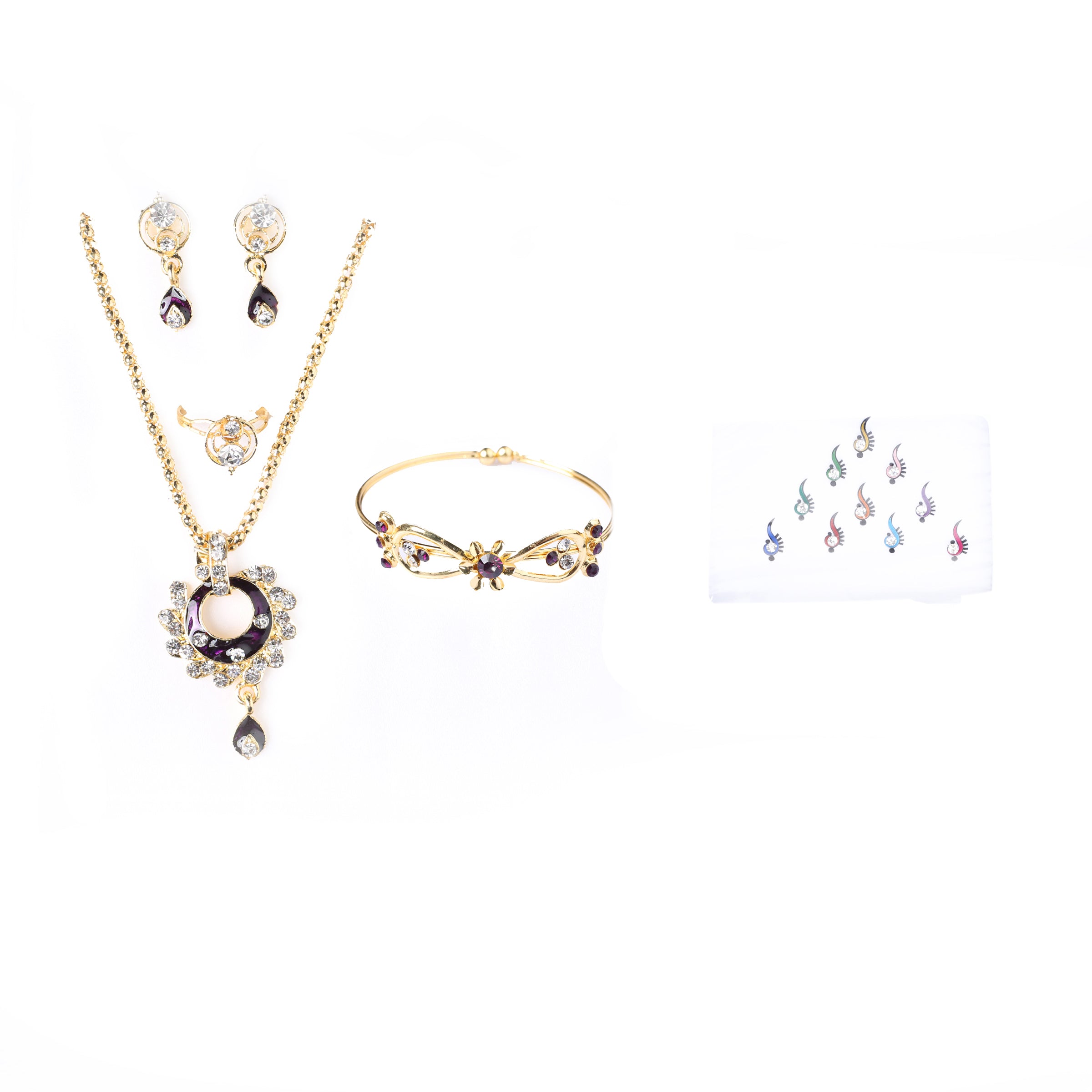 Bhavi Jewels Jewels Gold Plated Austrian Stone Combo Set