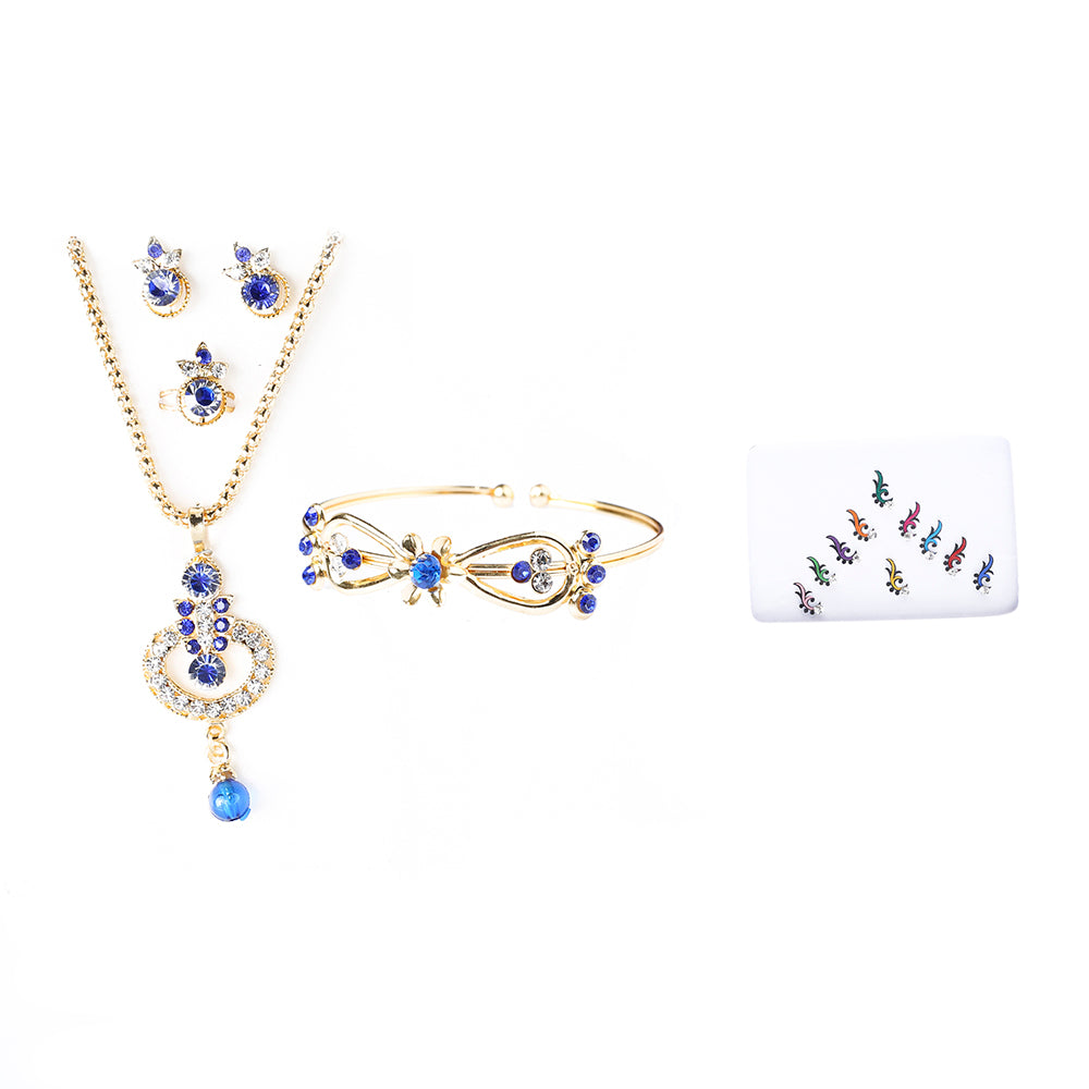 Bhavi Jewels Jewels Gold Plated Austrian Stone Combo Set