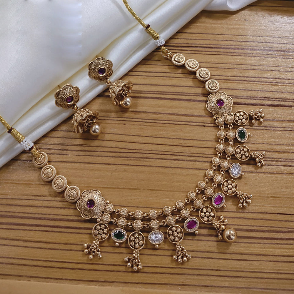 Lucentarts Jewellery Gold Plated Pota Stone And Pearl Necklace Set