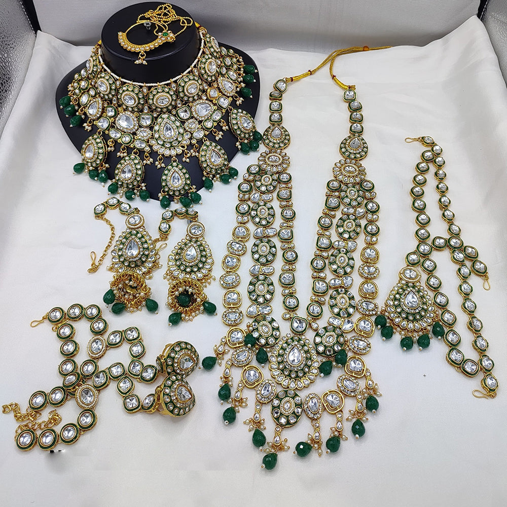 Lucentarts Jewellery Gold Plated Kundan Stone Beads And Meenakari Bridal Set