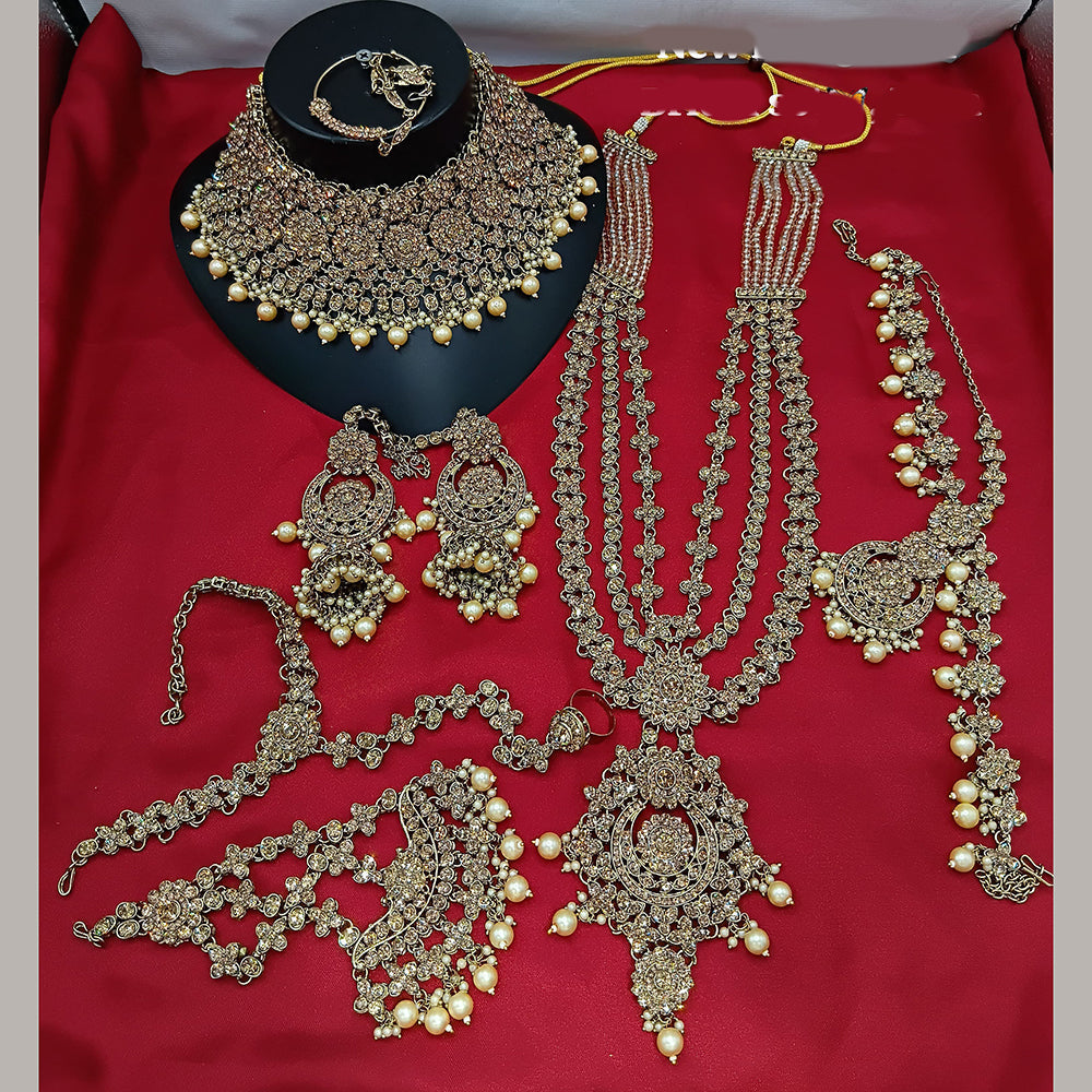 Lucentarts Jewellery Gold Plated Austrian Stone Bridal Set