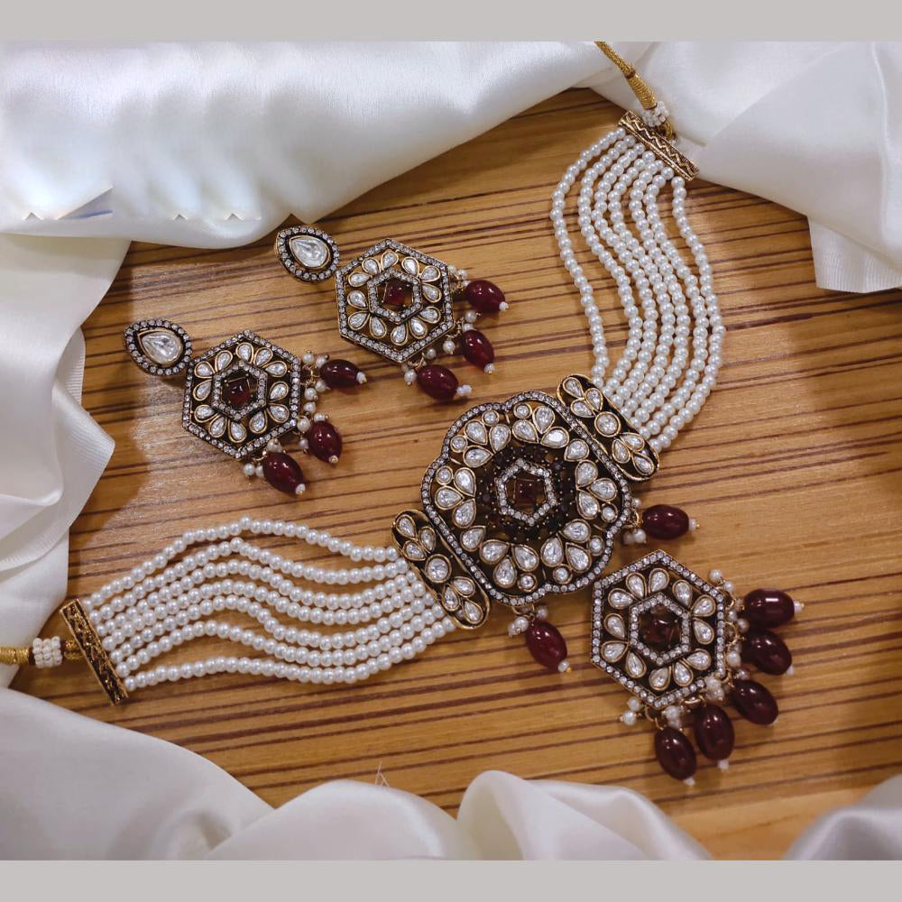 Lucentarts Jewellery Crystal Stone And Beads Choker Necklace Set