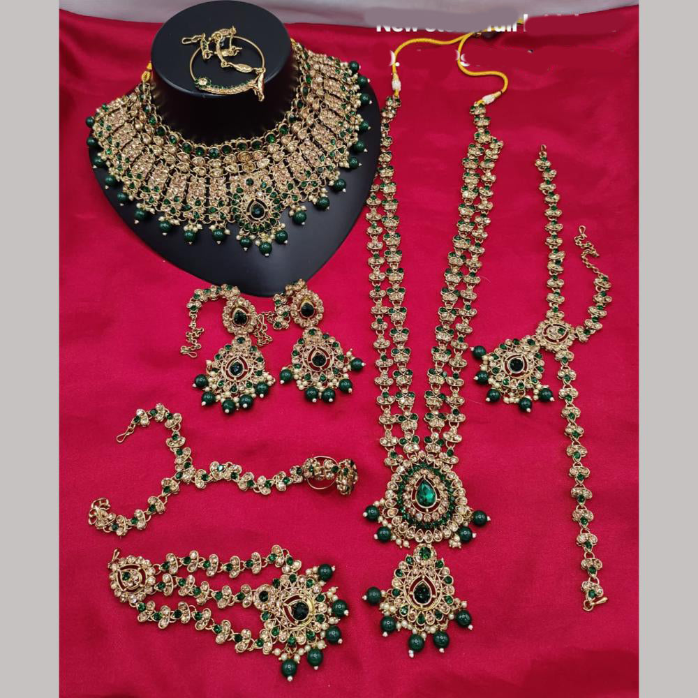 Lucentarts Jewellery Gold Plated Austrian Stone Bridal Necklace Set