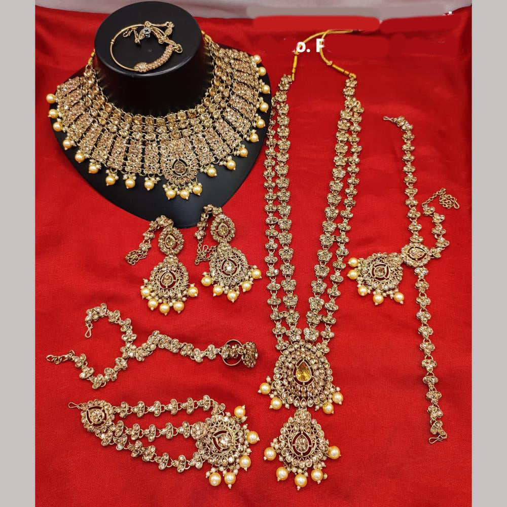Lucentarts Jewellery Gold Plated Austrian Stone Bridal Necklace Set