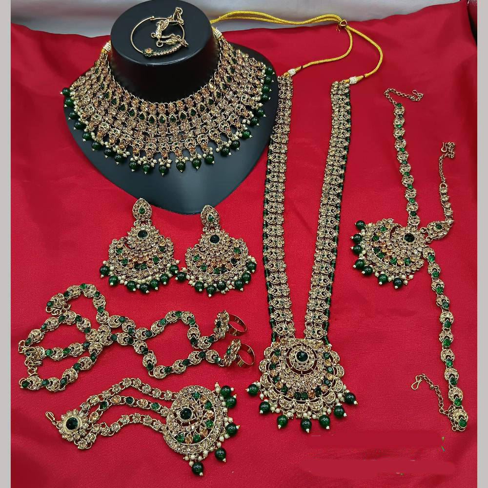 Lucentarts Jewellery Gold Plated Austrian Stone Bridal Necklace Set