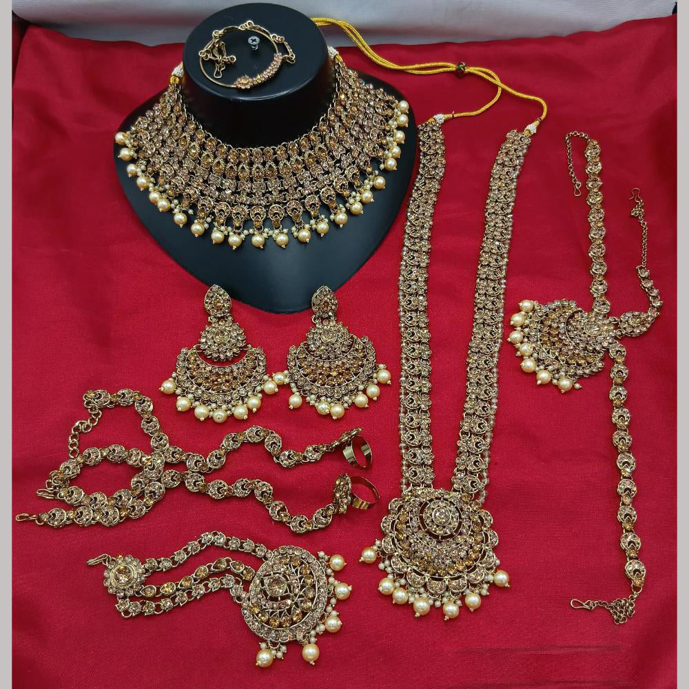 Lucentarts Jewellery Gold Plated Austrian Stone Bridal Necklace Set