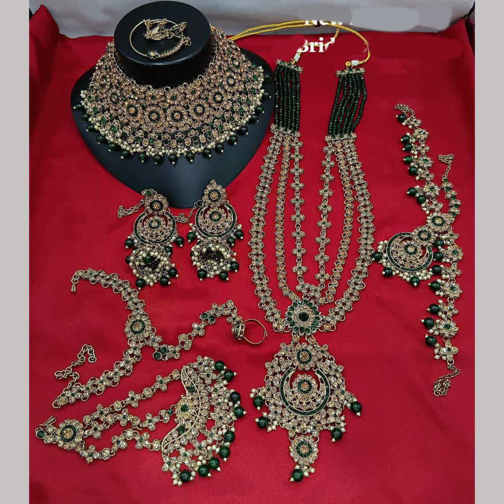Lucentarts Jewellery Gold Plated Austrian Stone Bridal Necklace Set