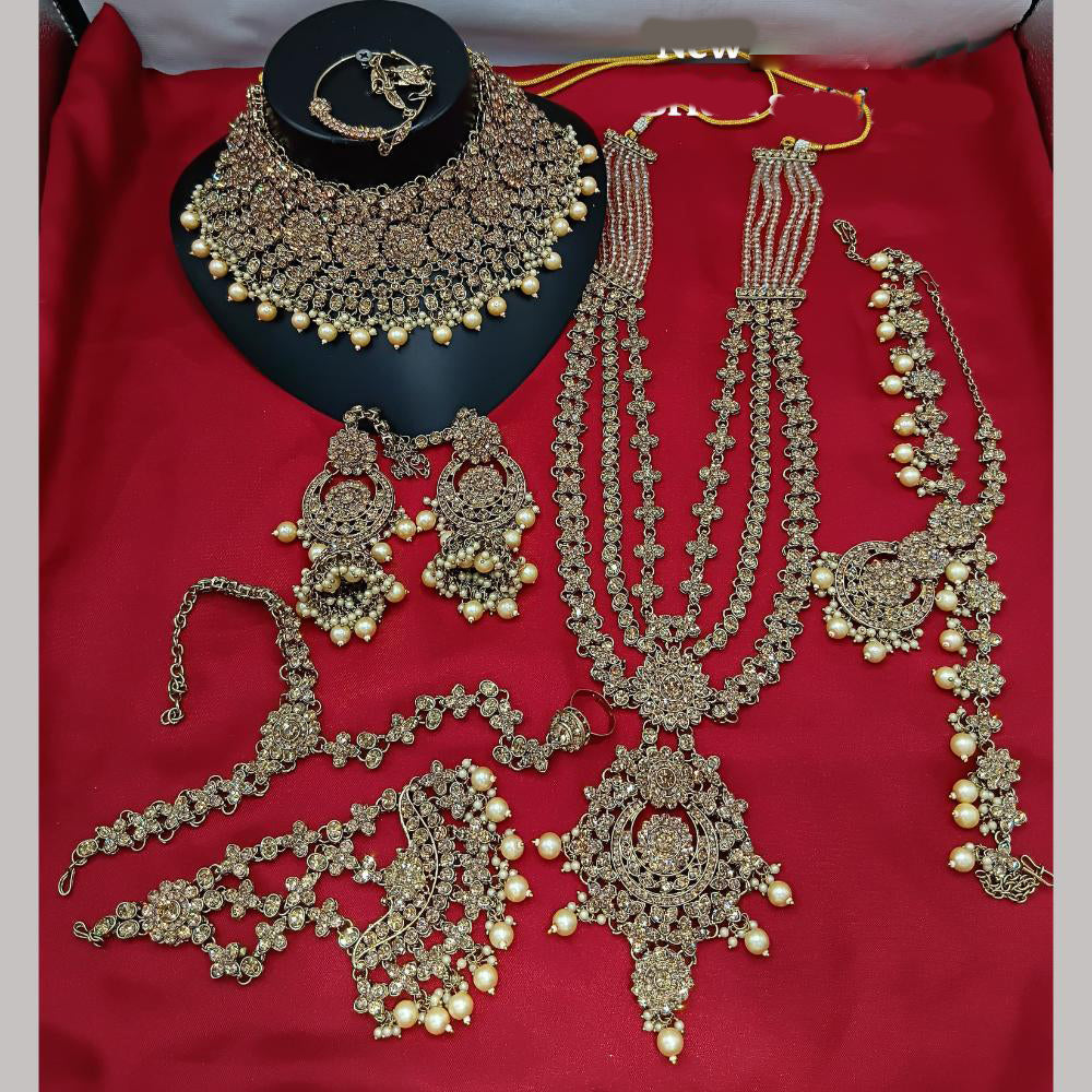 Lucentarts Jewellery Gold Plated Austrian Stone Bridal Necklace Set