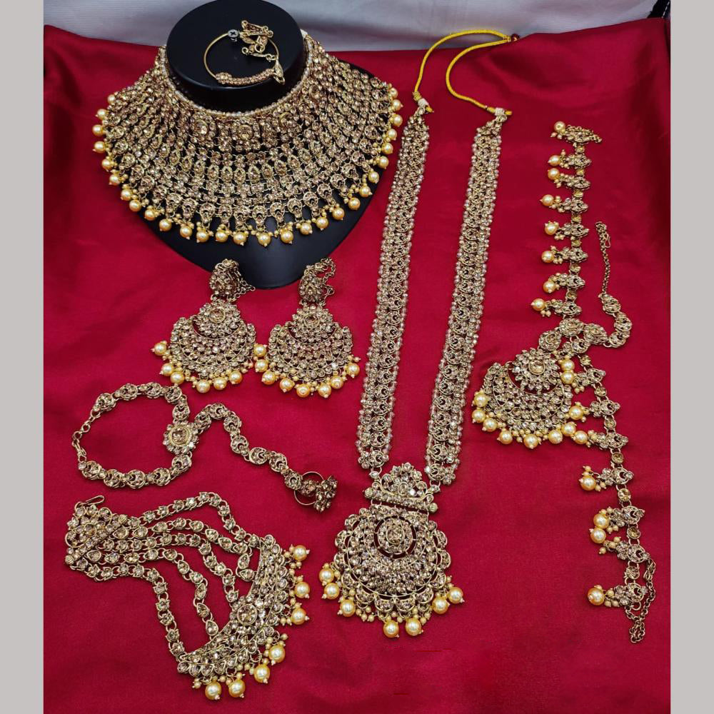 Lucentarts Jewellery Gold Plated Austrian Stone Bridal Necklace Set