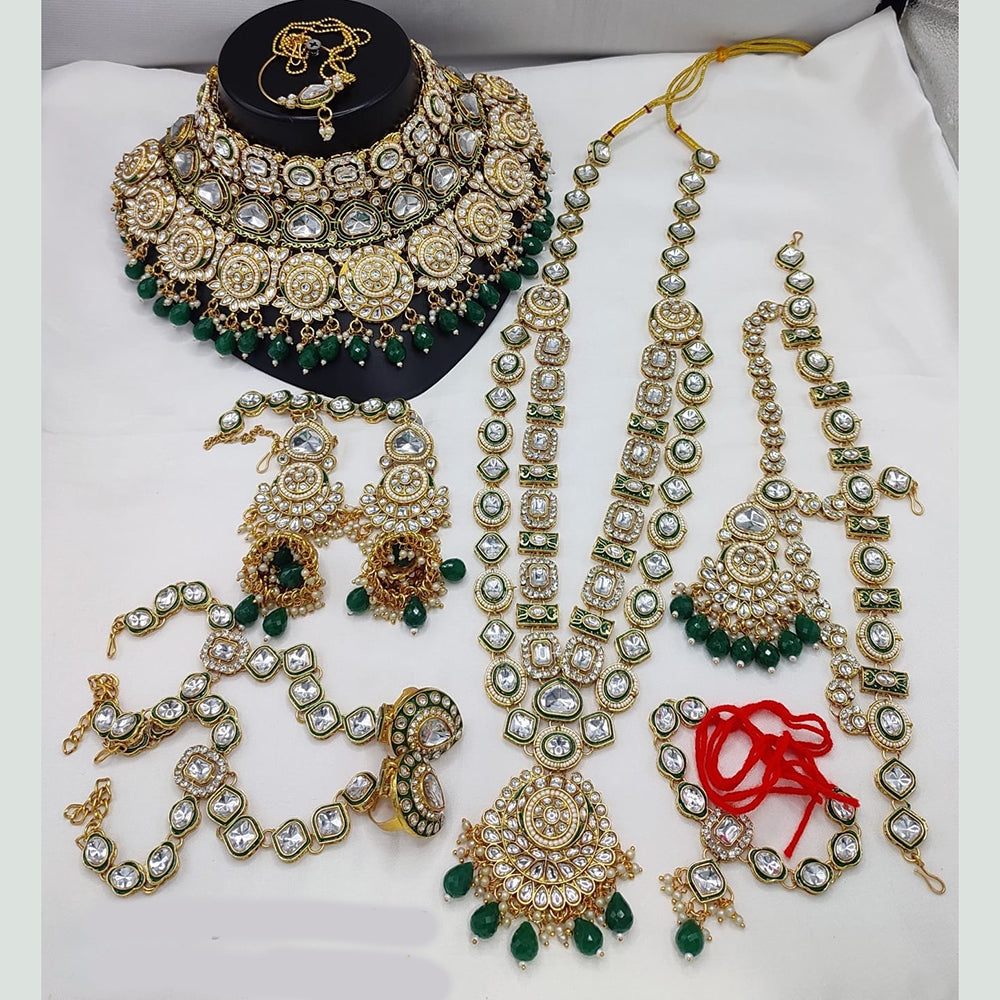Lucentarts Jewellery Gold Plated Kundan Stone Meenakari Bridal Necklace Set