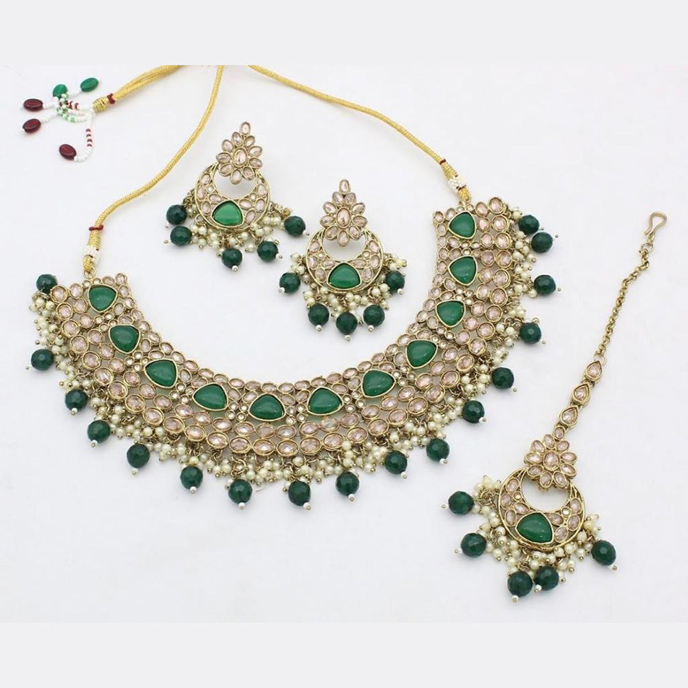 Sai Fashion Gold Plated Crystal Stone Necklace Set