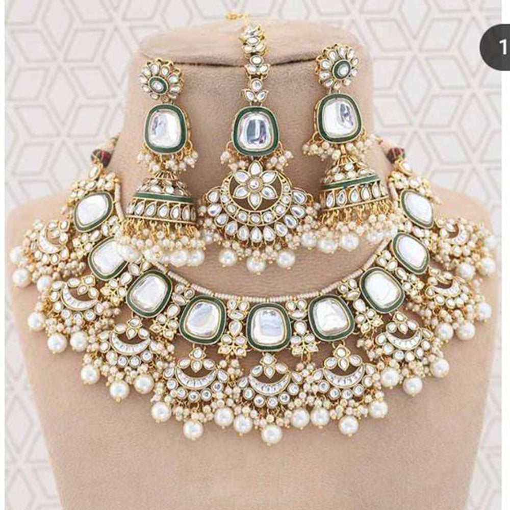 Sai Fashion Gold Plated Kundan Stone Necklace Set