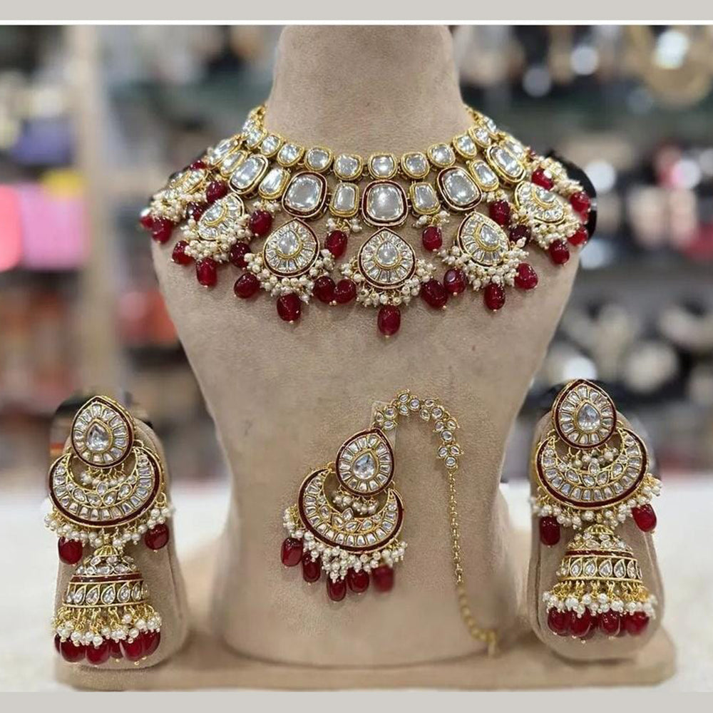 Sai Fashion Gold Plated Kundan Stone Necklace Set