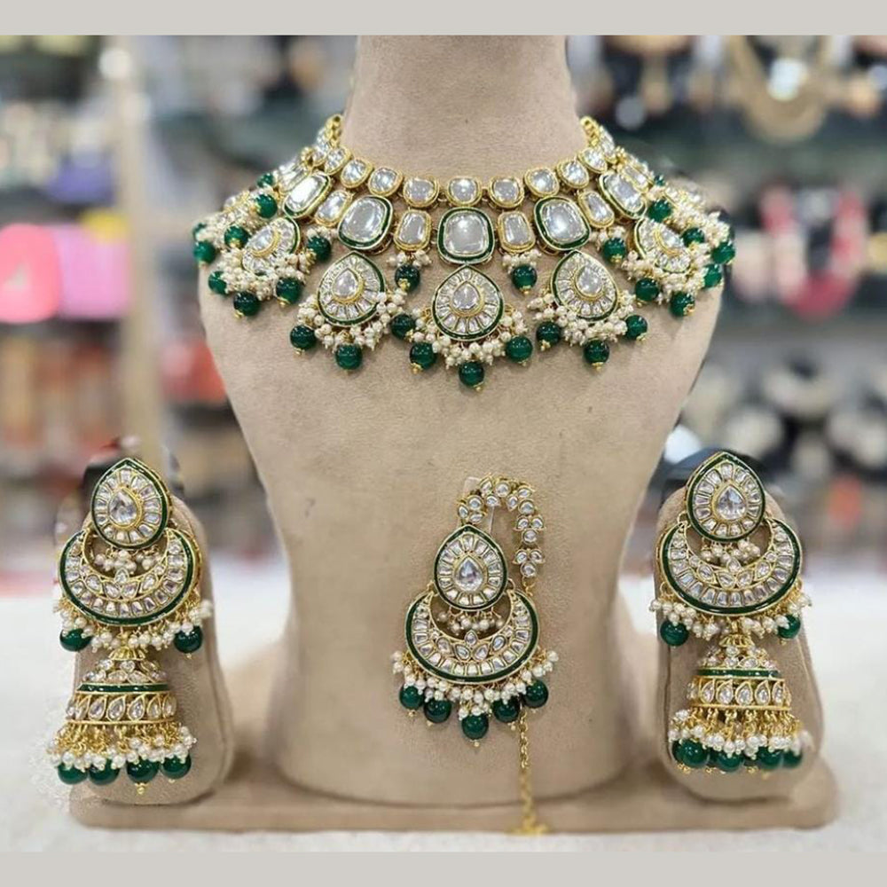 Sai Fashion Gold Plated Kundan Stone Necklace Set