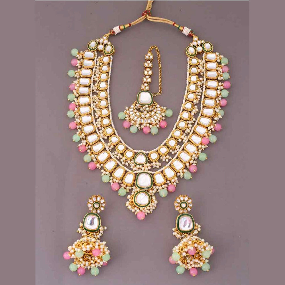 Sai Fashion Gold Plated Kundan Stone Necklace Set