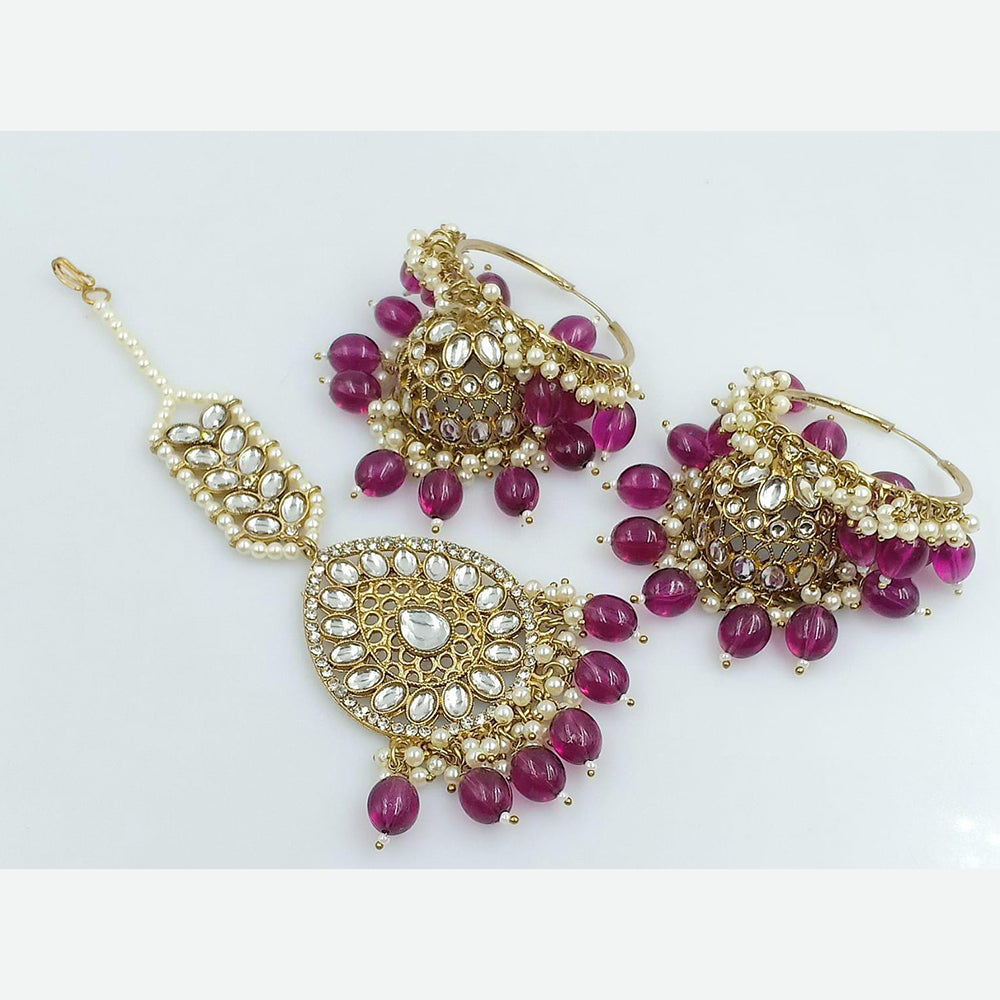 Sai Fashion Gold Plated Kundan Jhumki Earring