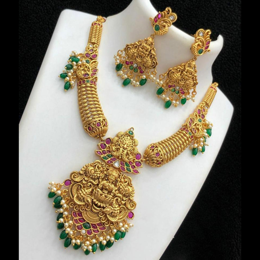 Sai Fashion Gold Plated Pota Stone Necklace Set