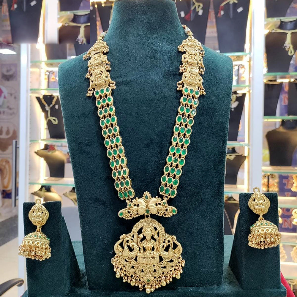 Sai Fashion Pota Stone Temple Long Necklace Set