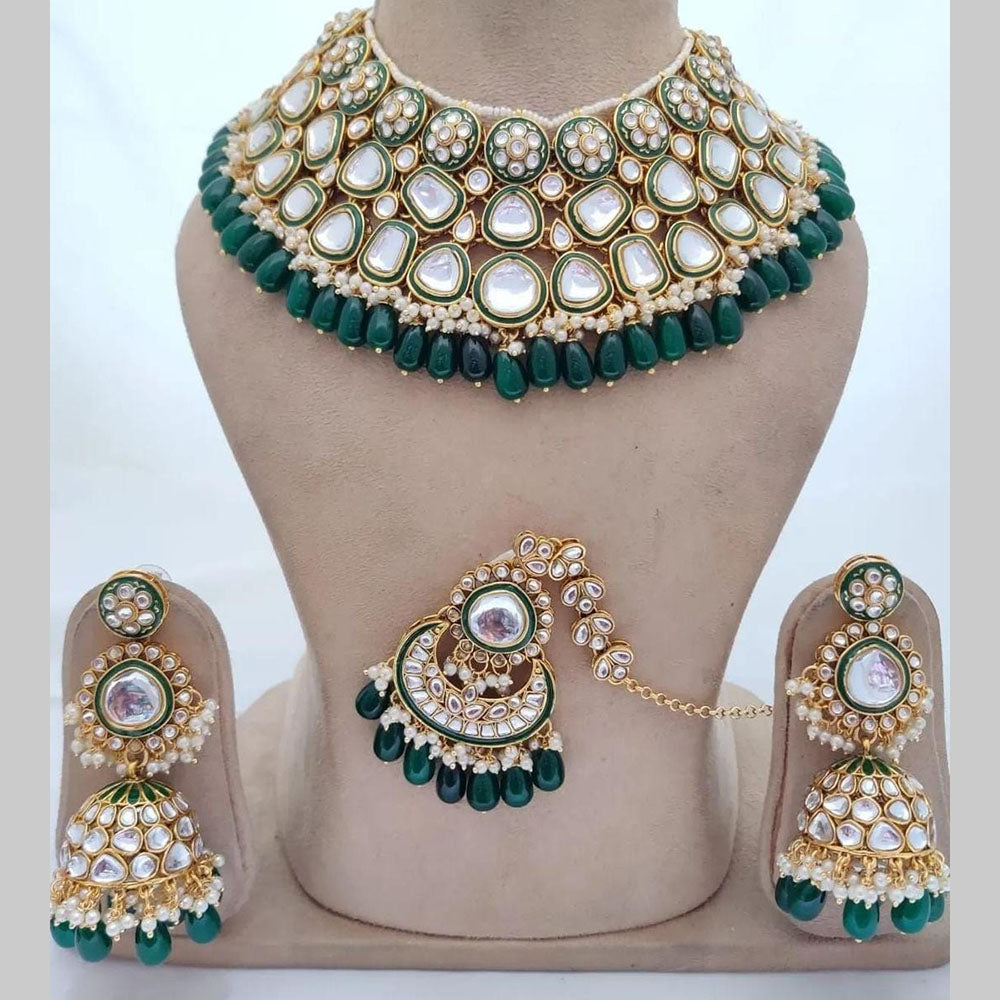 Sai Fashion Gold Plated Kundan And Pearl Necklace Set