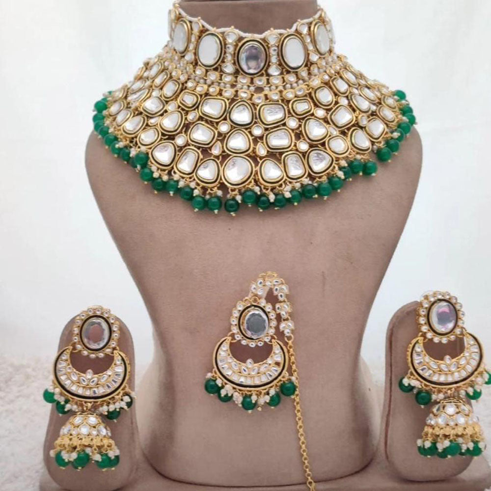 Sai Fashion Gold Plated Kundan And Beads Necklace Set