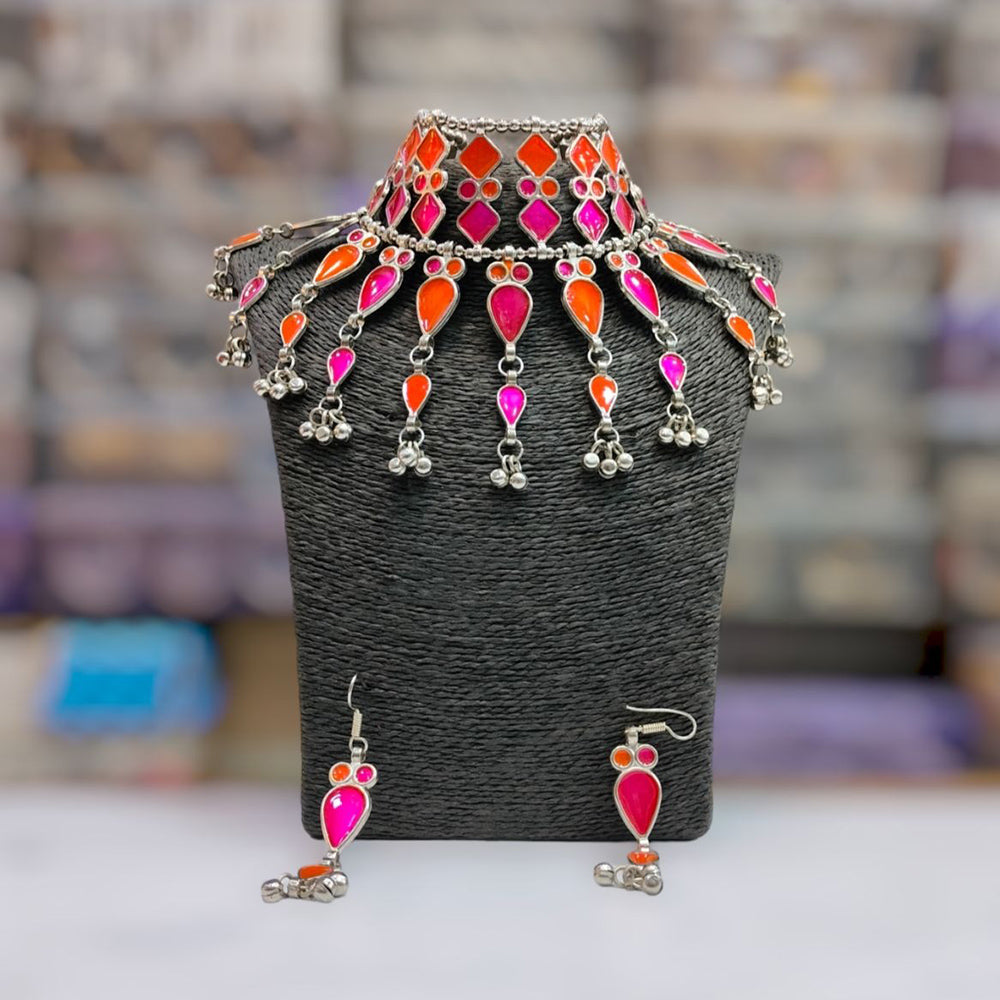 Bhavi Jewels Oxidised Plated Necklace Set