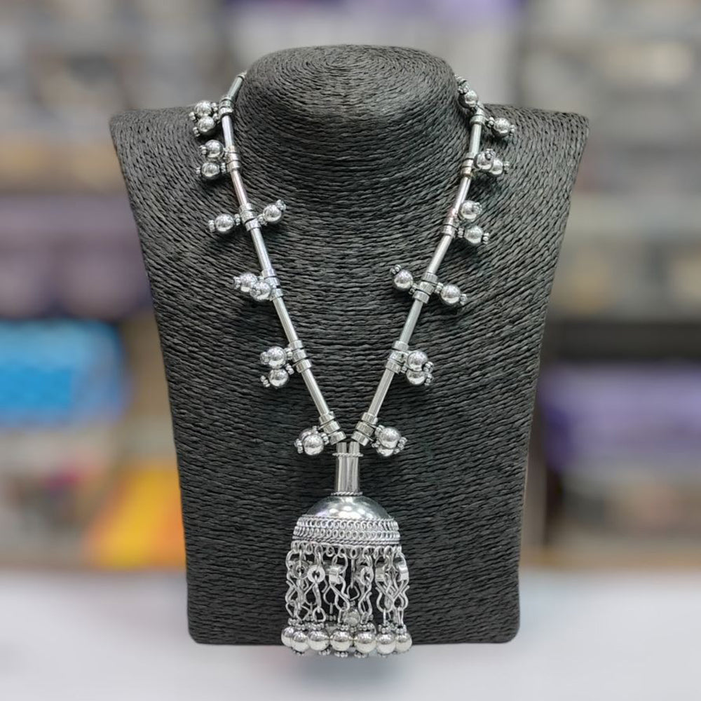 Bhavi Jewels Silver Plated Long Necklace Set