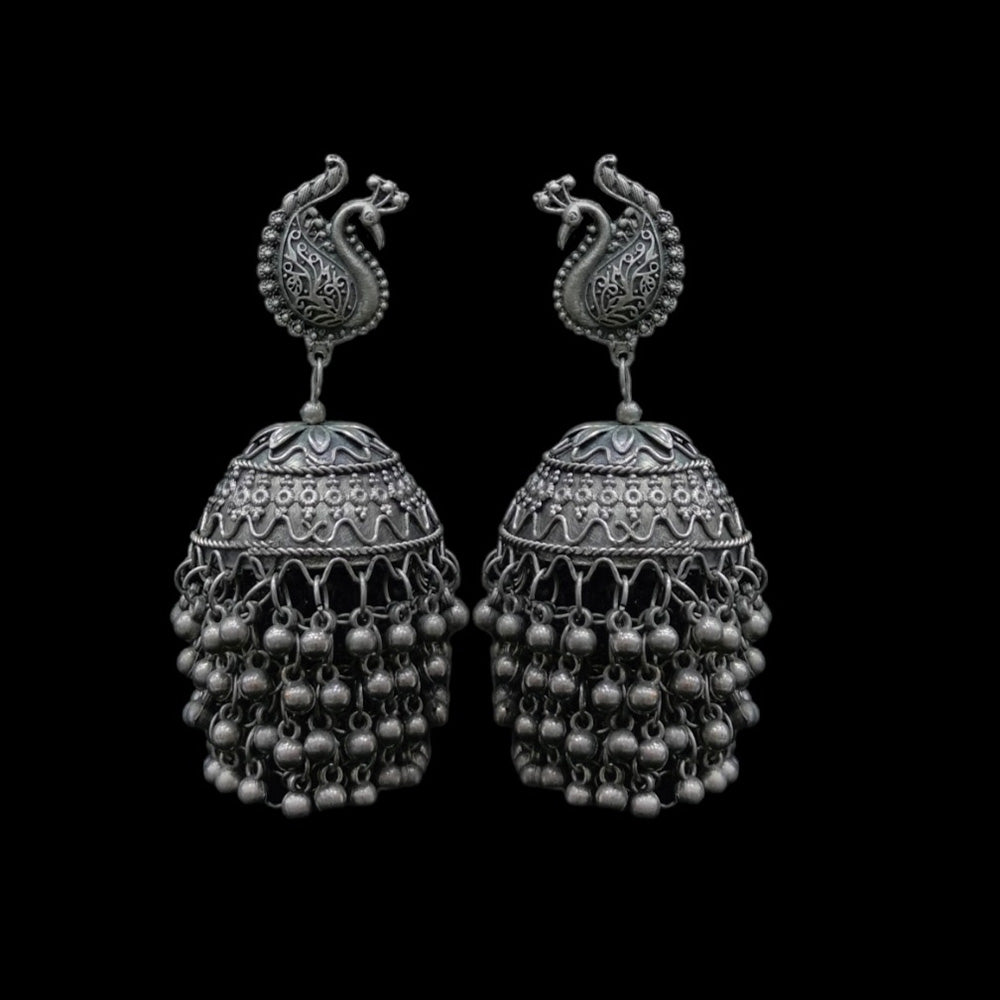 Bhavi Jewels Oxidised Plated Jhumki Earrings