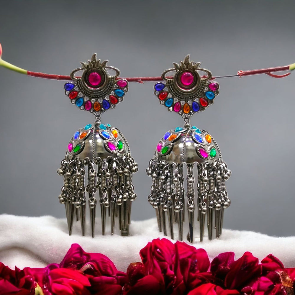 Bhavi Jewels Oxidised Plated Jhumki Earrings