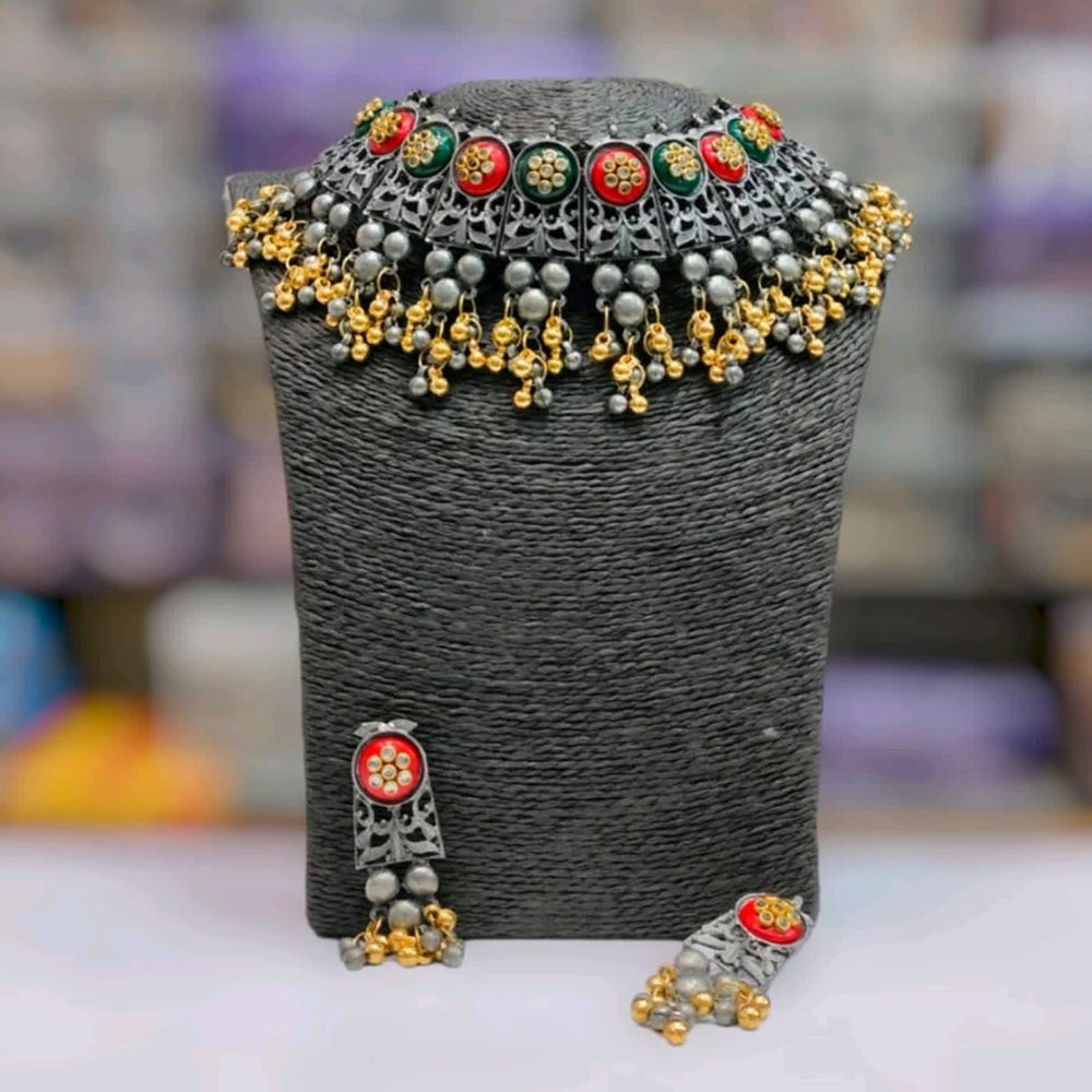 Bhavi Jewels Oxidised Plated Necklace Set