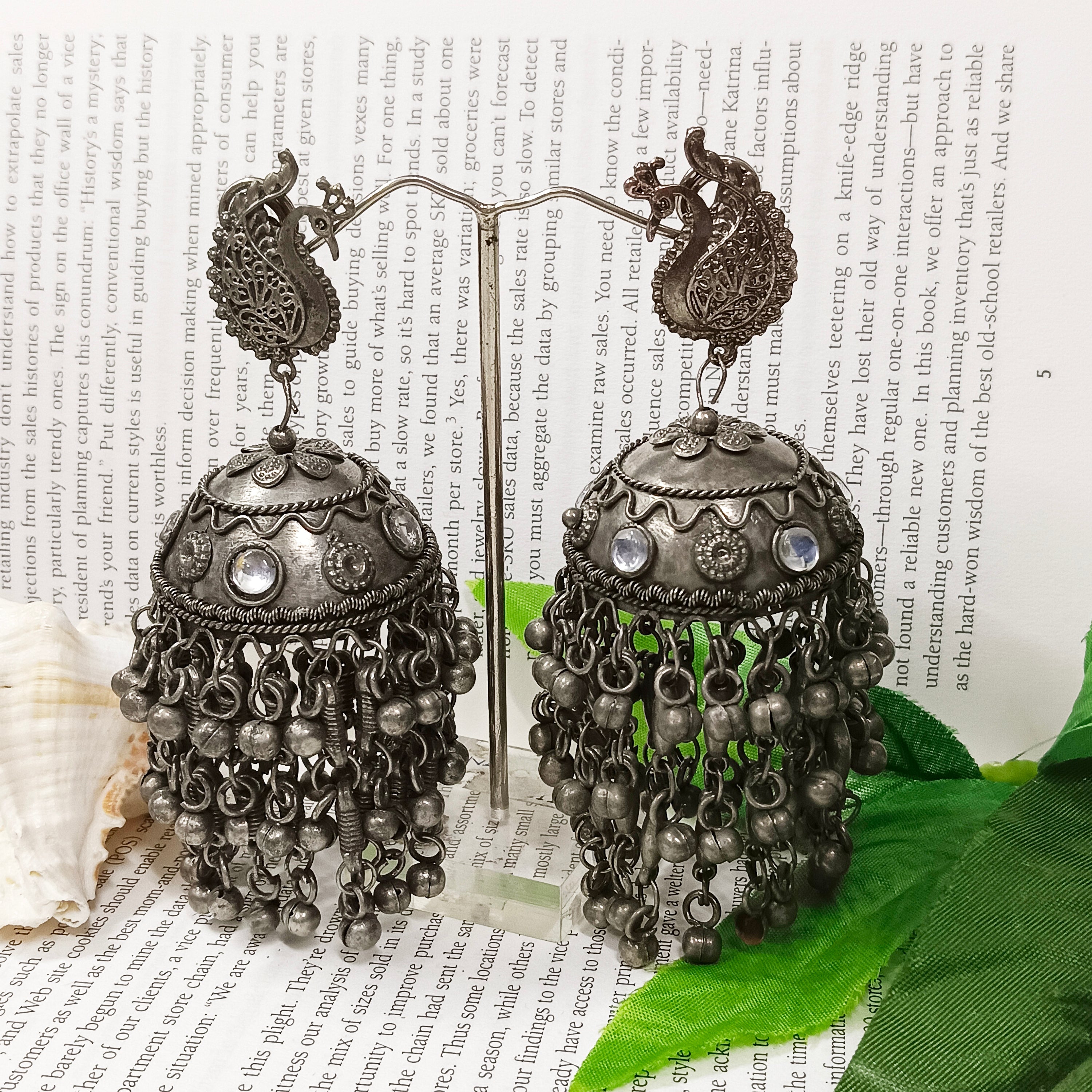 Bhavi Jewels Jewels Oxidised Plated Jhumki Earrings