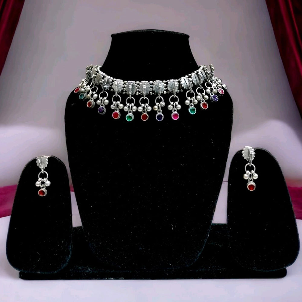 Bhavi Jewels Oxidised Plated Choker Necklace Set