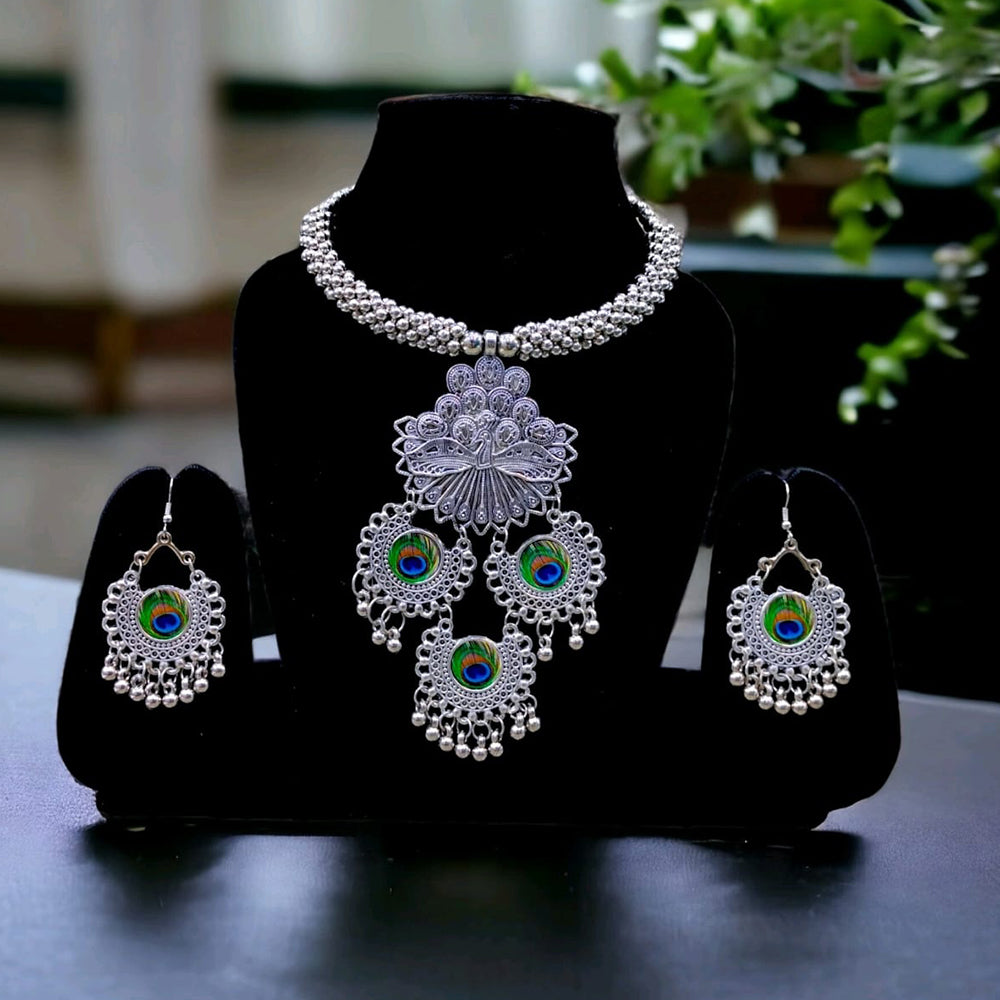 Bhavi Jewels Oxidised Plated Necklace Set