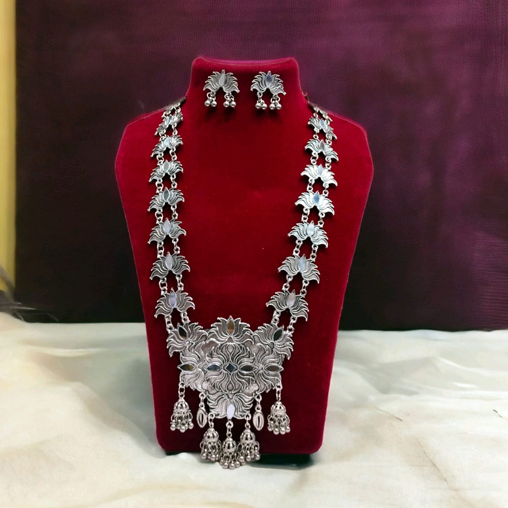 Bhavi Jewels Oxidised Plated Long Necklace Set