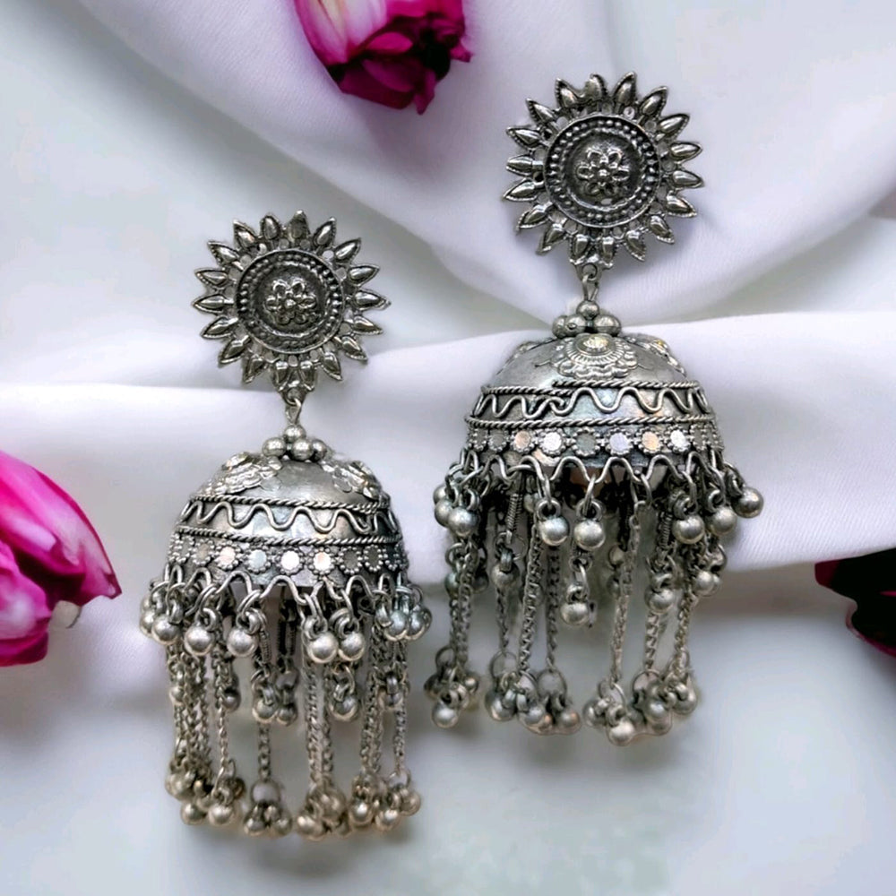 Bhavi Jewels Silver Plated Jhumki Earrings