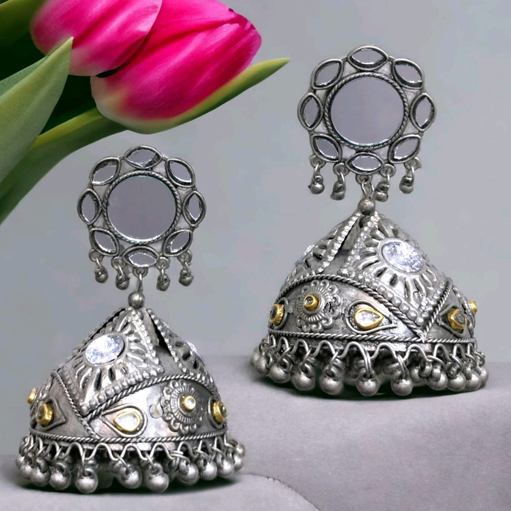 Bhavi Jewels Silver Plated Jhumki Earrings