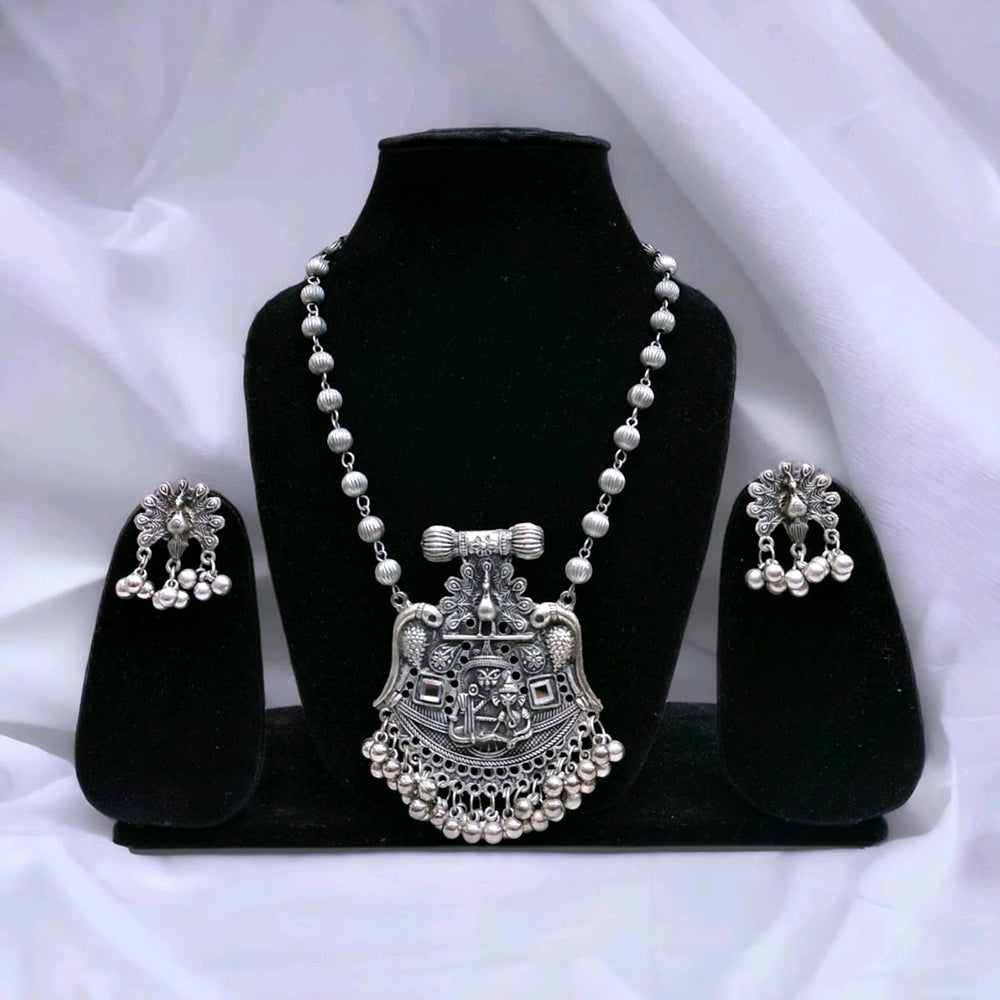 Bhavi Jewels Oxidised Plated Long Necklace Set