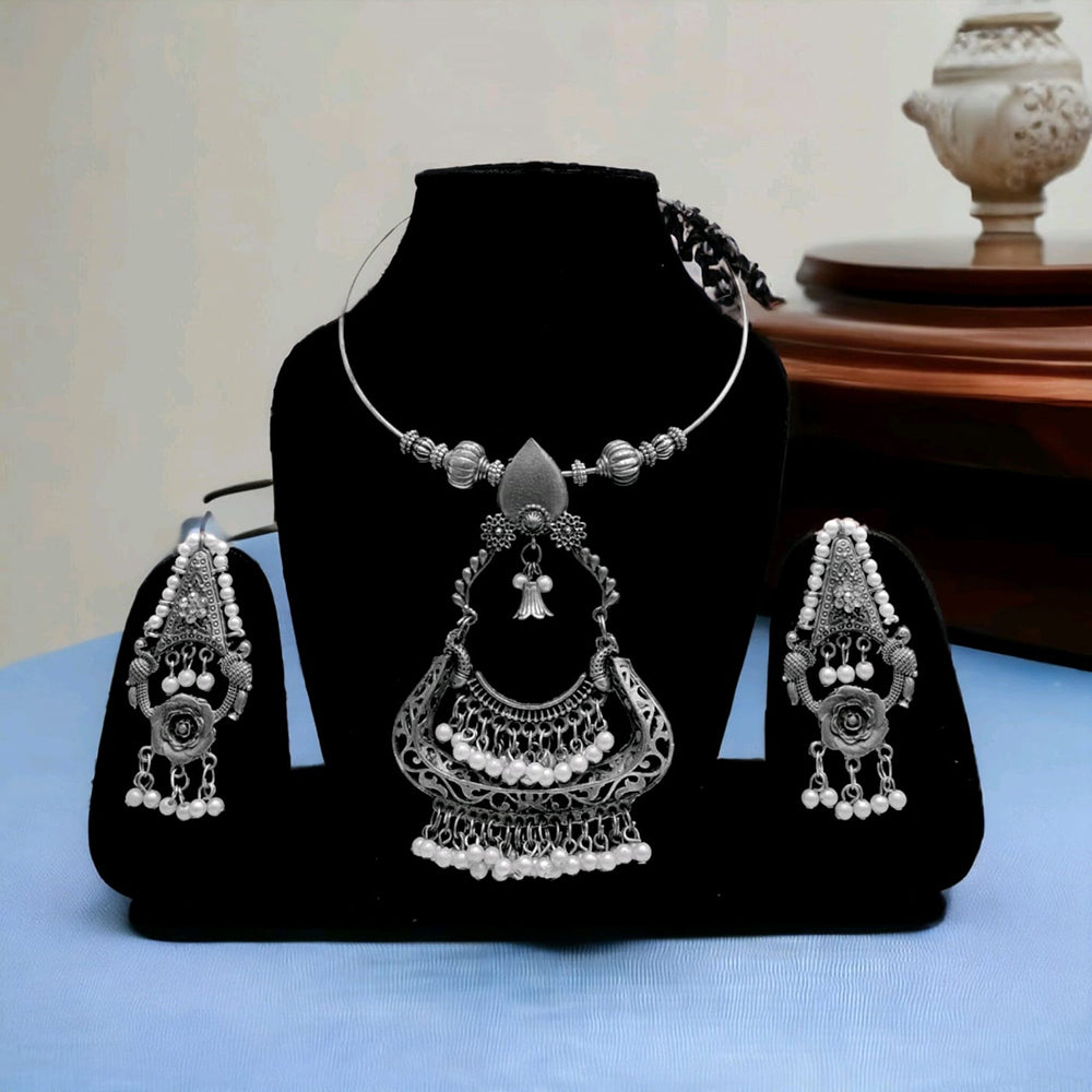 Bhavi Jewels Oxidised Plated Necklace Set