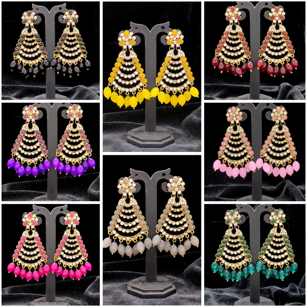 Bhavi Jewels Crystal Stone And Pearl Dangler Earrings