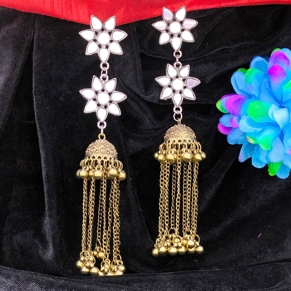 Bhavi Jewels 2Tone Plated Mirror Jhumki Earrings