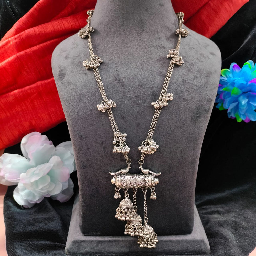 Bhavi Jewels Oxidised Plated Long Necklace Set