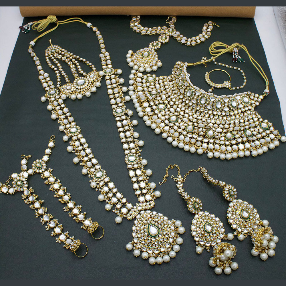 India Art Gold Plated Kundan And Beads Bridal Set