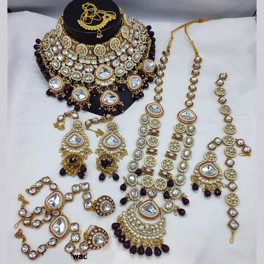 India Art Gold Plated Kundan Stone And Beads Bridal Set