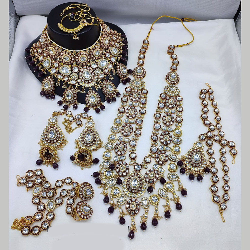 India Art Gold Plated Kundan Stone And Beads Bridal Set