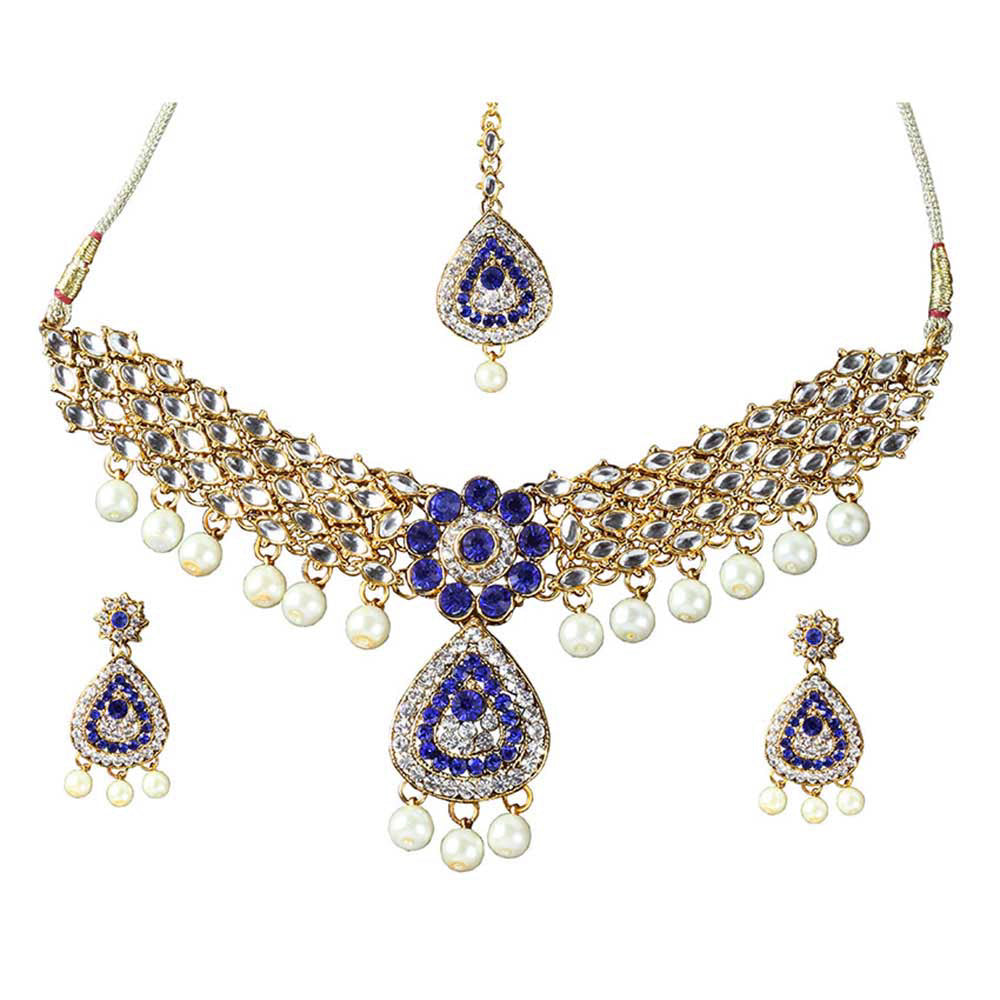 Bhavi Jewels Jewels Gold Plated Austrian Stone Necklace Set