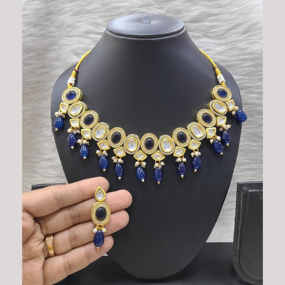 FS Collection Gold Plated Pota Stone And Beads Necklace Set