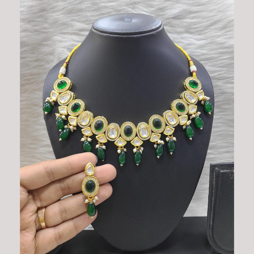 FS Collection Gold Plated Pota Stone And Beads Necklace Set