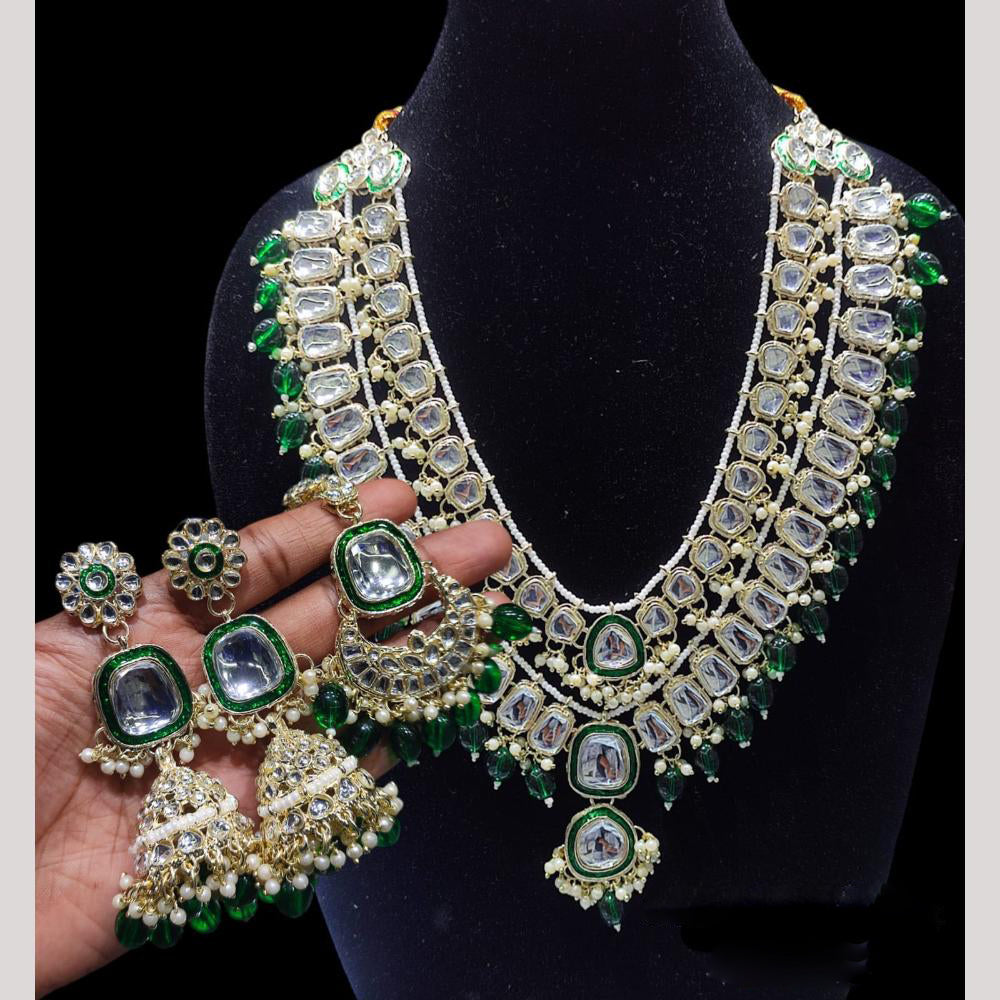 FS Collection Kundan Stone And Beads Necklace Set