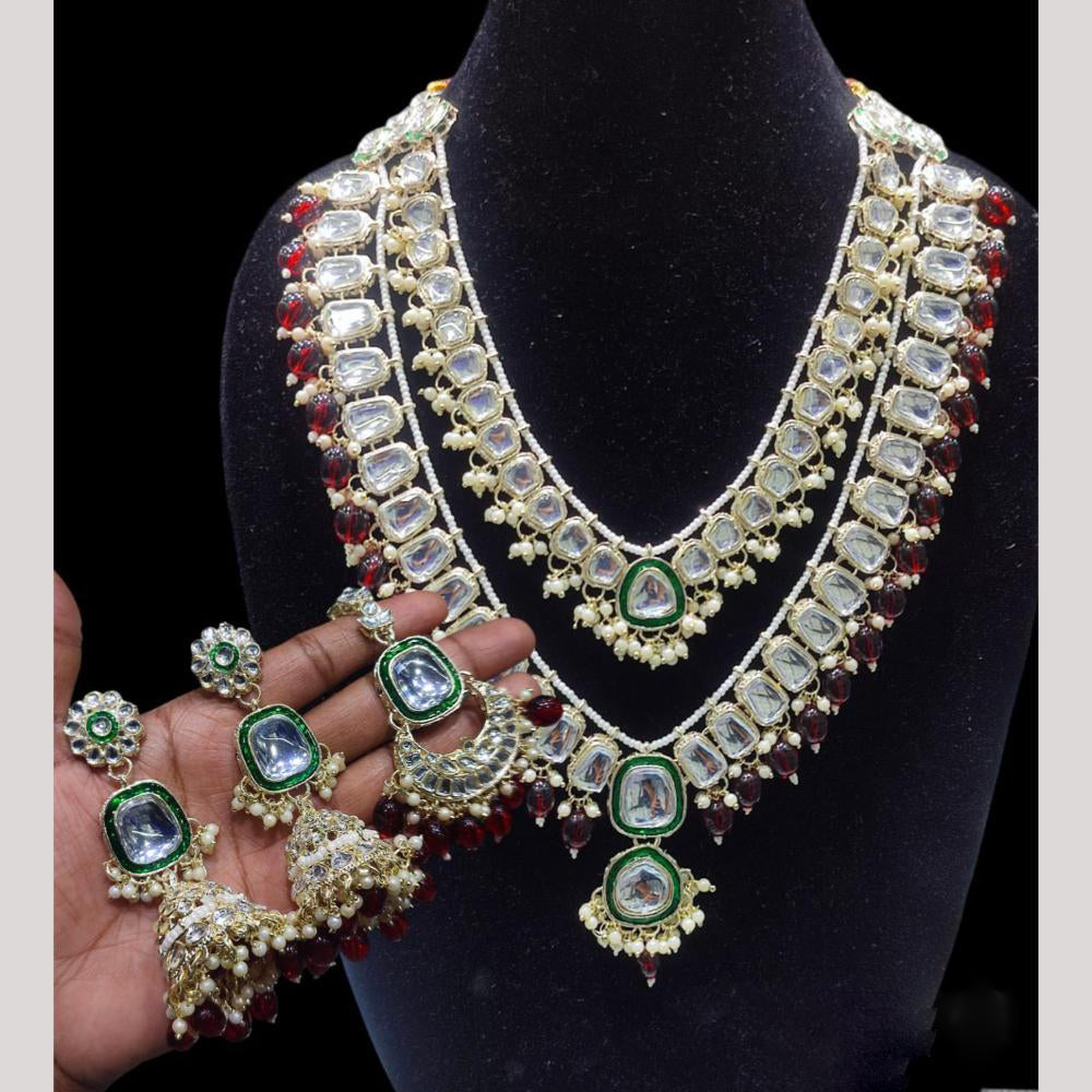 FS Collection Kundan Stone And Beads Necklace Set